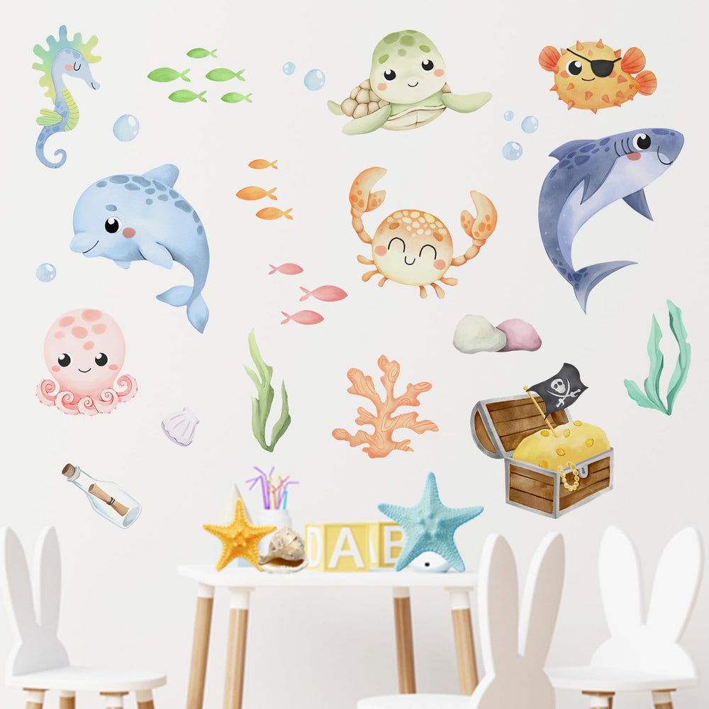 Mfault Under The Sea fish-treasure decal sparks imaginative treasure hunts on walls.