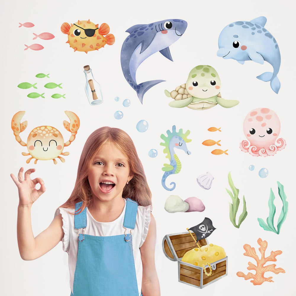 Mfault Under The Sea sea-weed-shells decal brings ocean textures to classrooms.