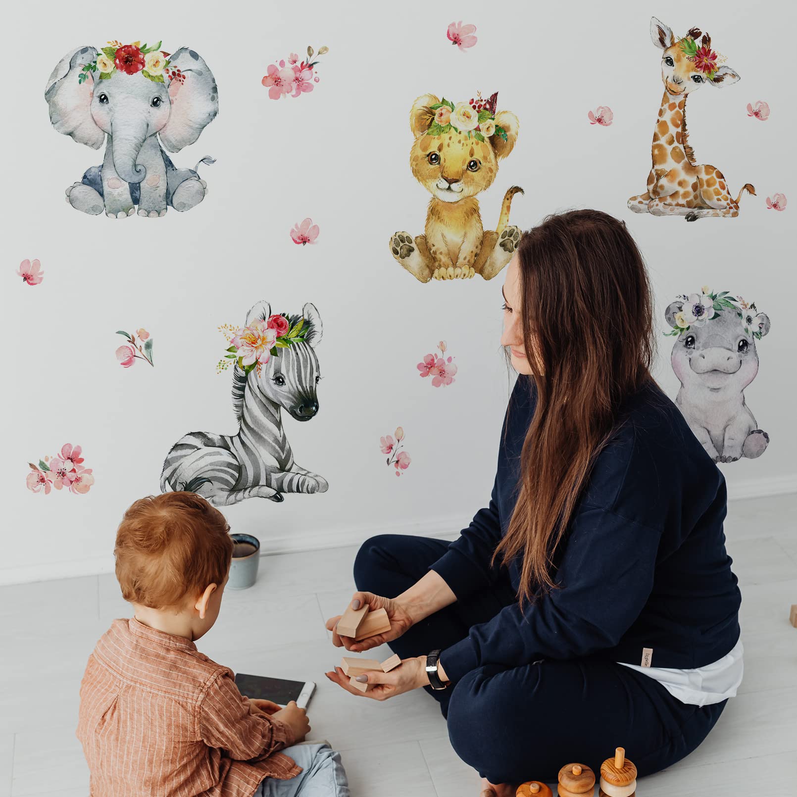Mfault watercolor-flowers-decor adds soft, colorful accents to a cozy nursery