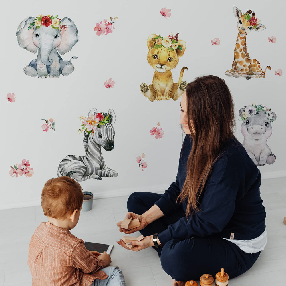 Mfault watercolor-flowers-decor adds soft, colorful accents to a cozy nursery