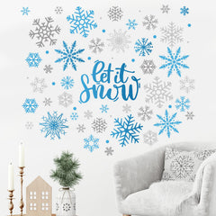 Mfault winter blue grey snowflake wall decal self-adhesive application on smooth wall.