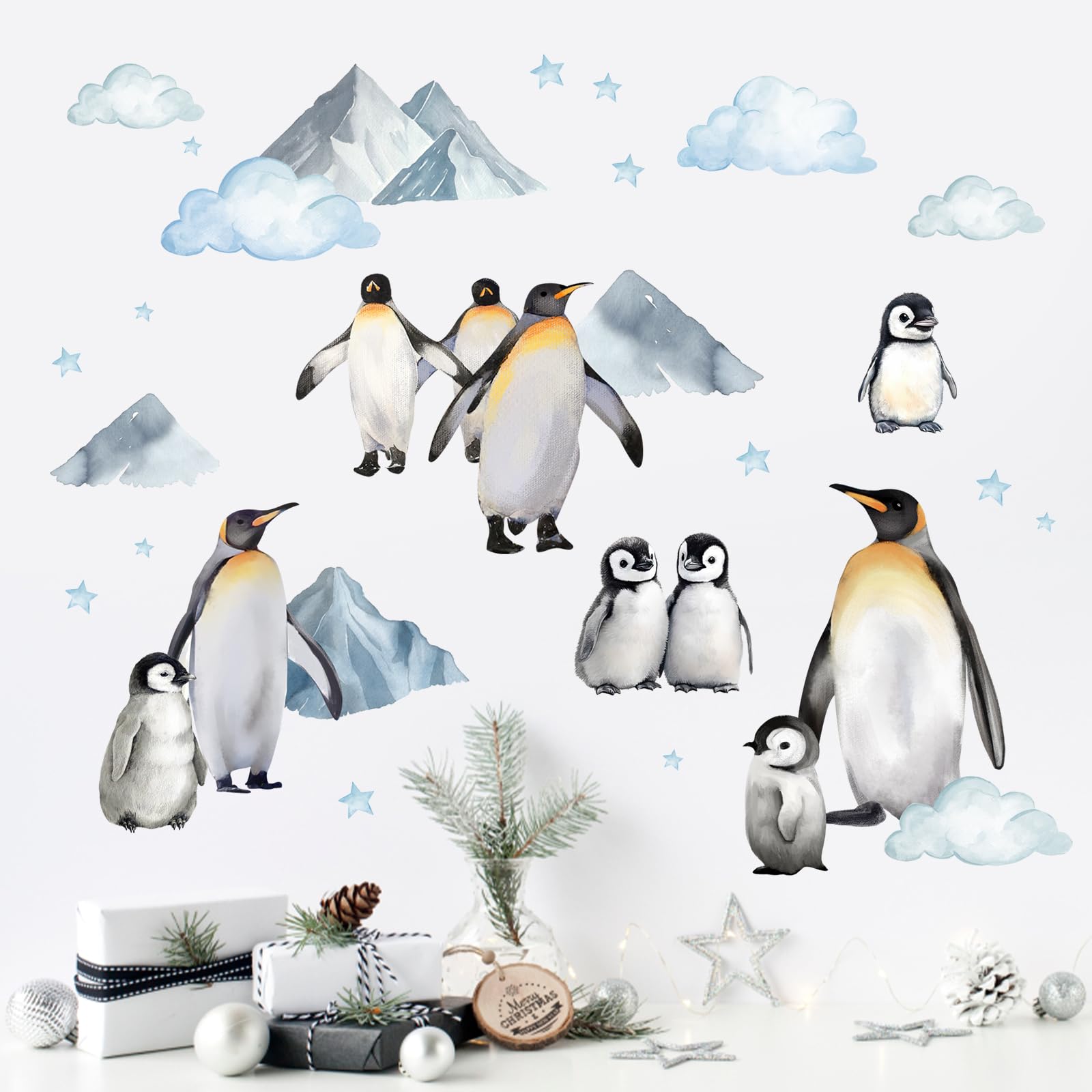 Mfault Winter Penguin wall decals are easy self-adhesive, removing cleanly from walls