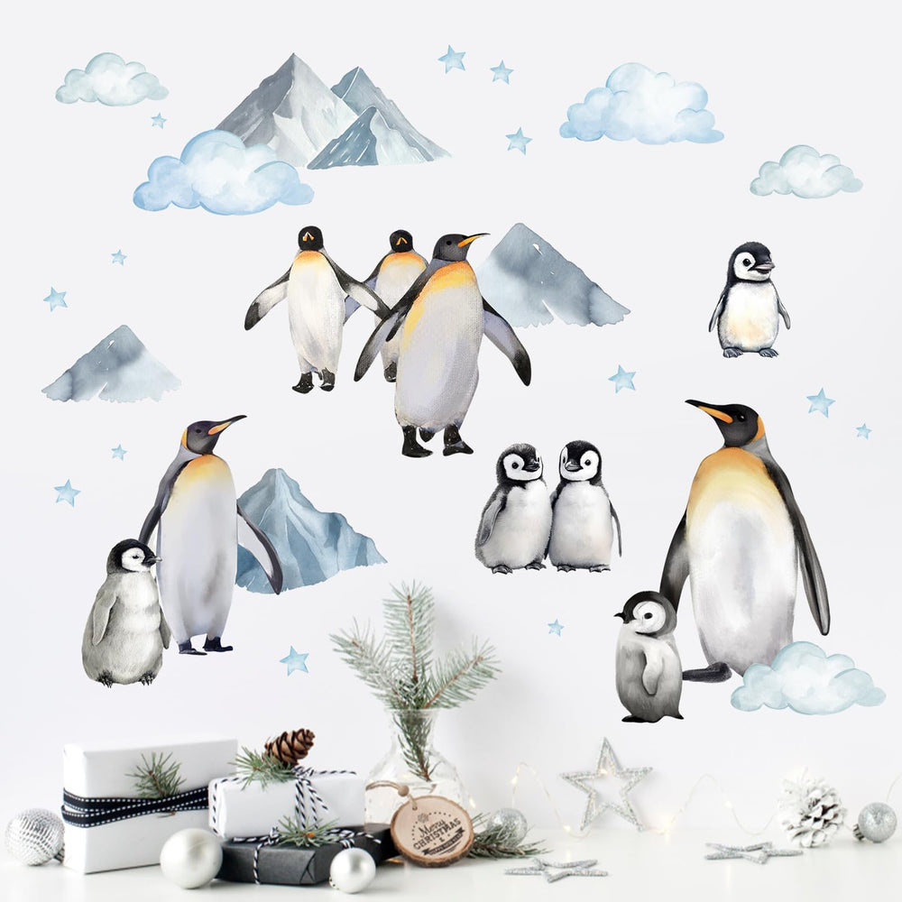 Mfault Winter Penguin wall decals are easy self-adhesive, removing cleanly from walls