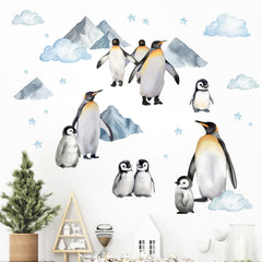 Mfault Winter Penguin wall decals featuring penguin scene brighten nurseries with playful decor