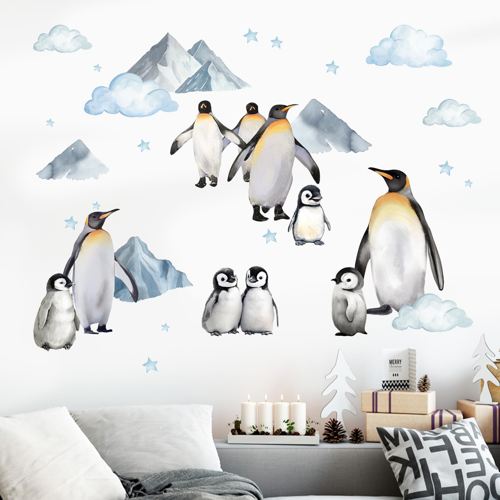 Mfault Winter Penguin decals for snowflake decor spark festive holiday atmosphere