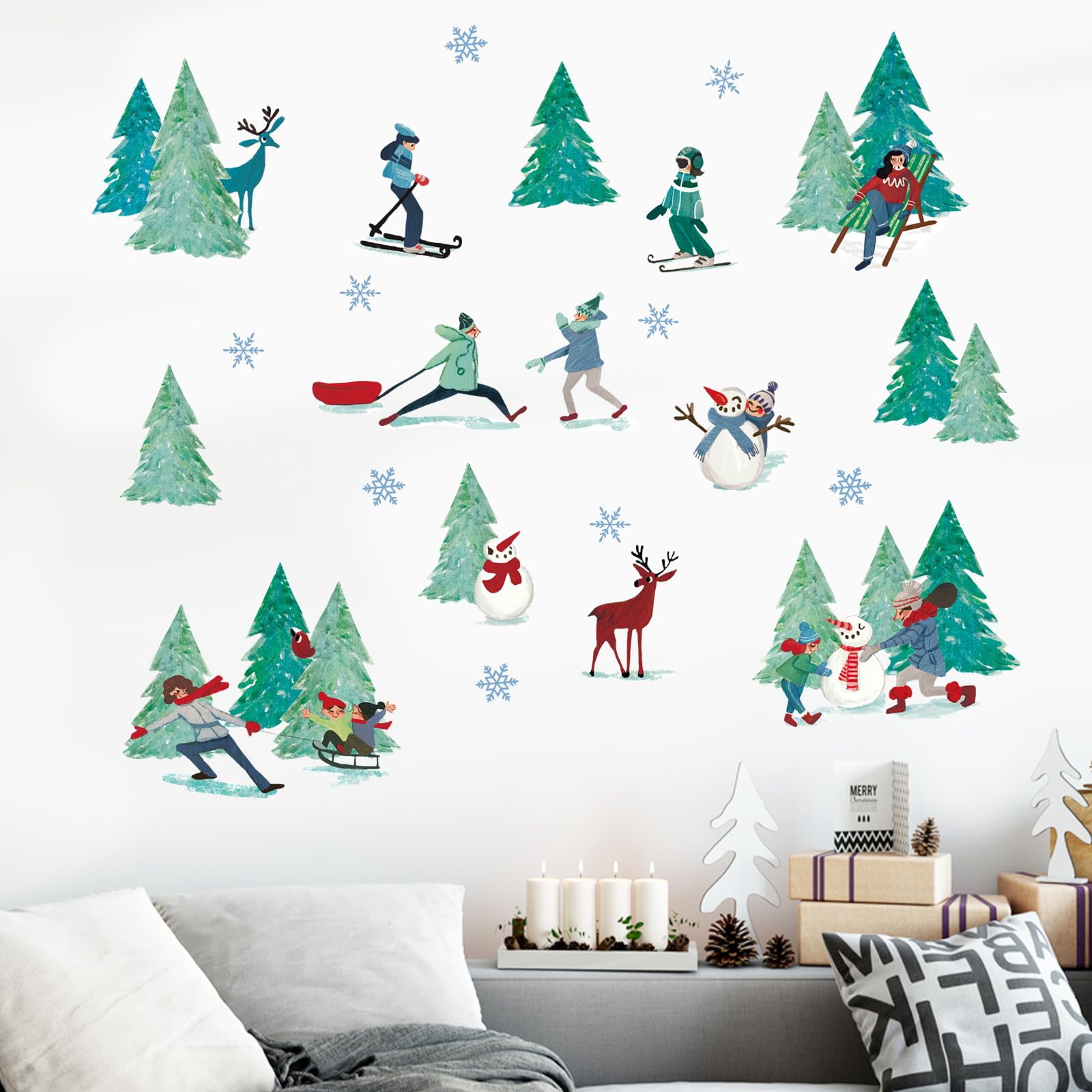 Mfault snowflake decal adds seasonal sparkle to kitchen or hallway.