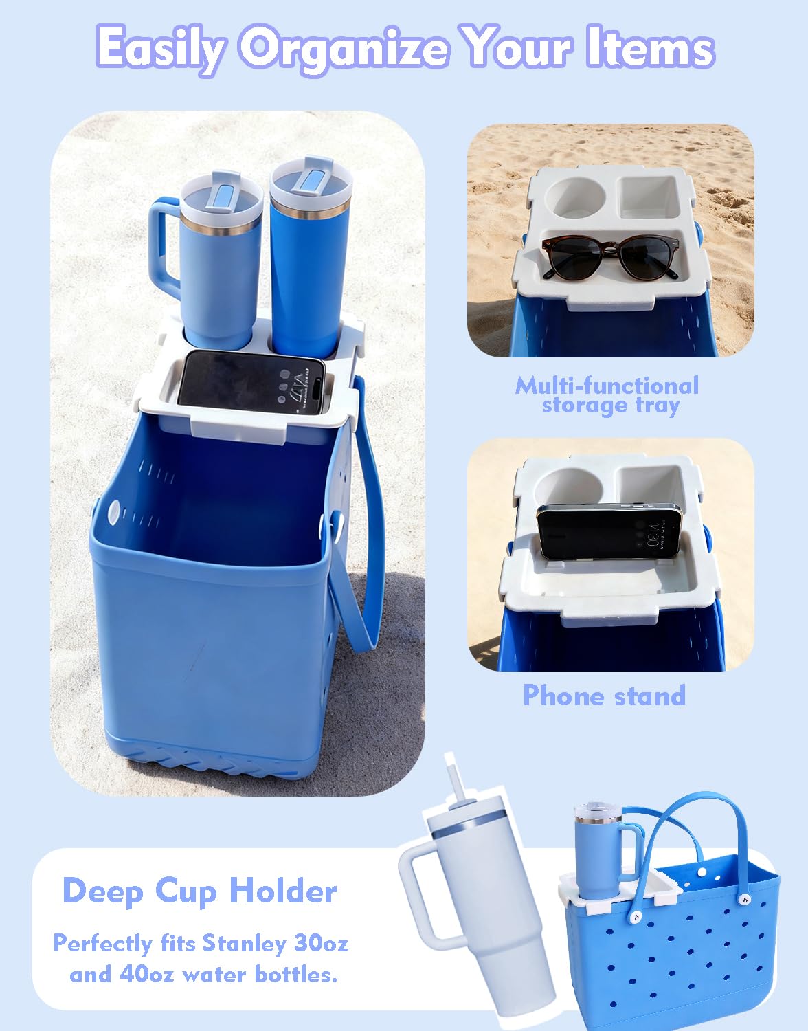 MGARDENMYI Cup Holder Extended Capacity highlights fit for Stanley 30 oz and 40 oz mugs.