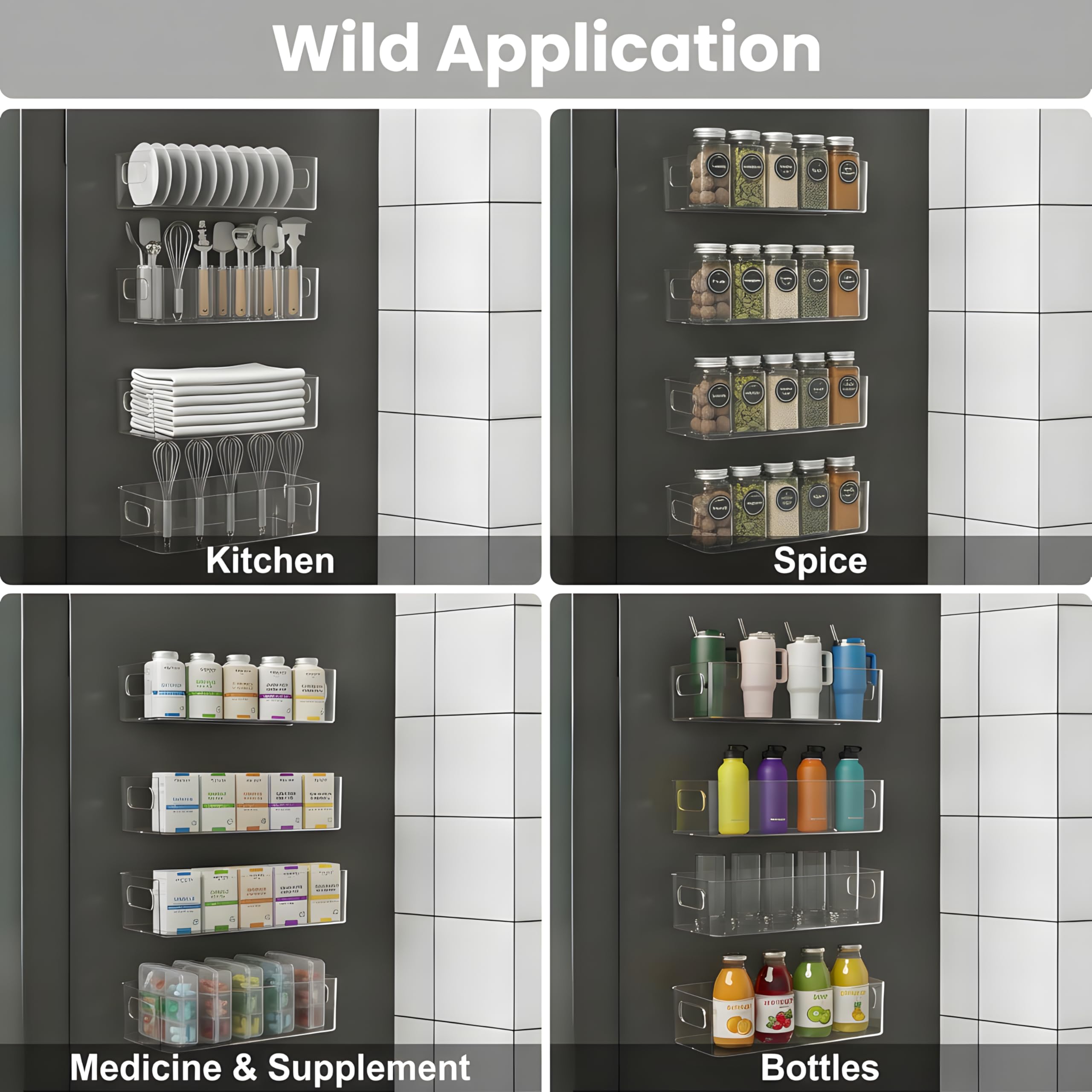 MGY fridge-mounted bottle organizer frees shelf space.