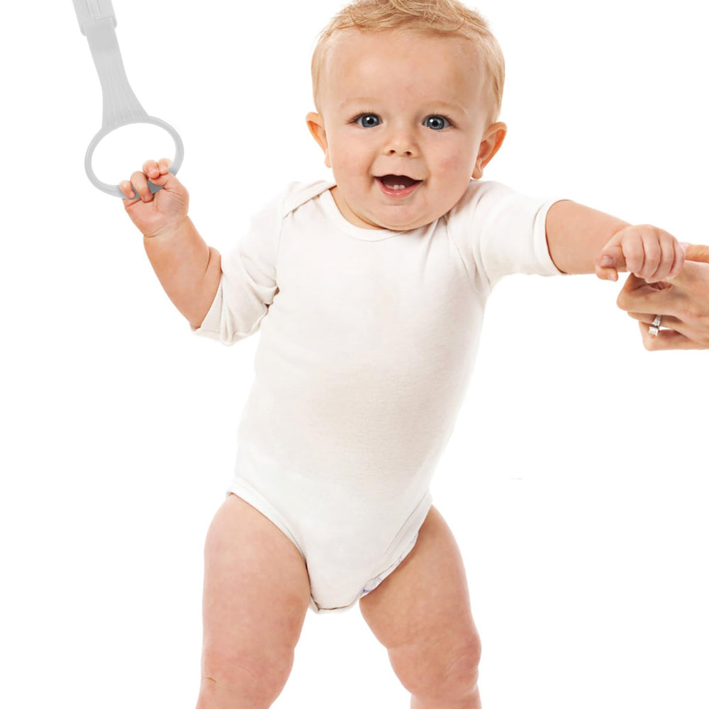 MHFOOU pull-up rings white closeup with gentle grip for tiny hands