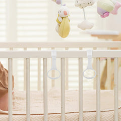 MHFOOU pull-up rings on crib edge white, secure hang without glue