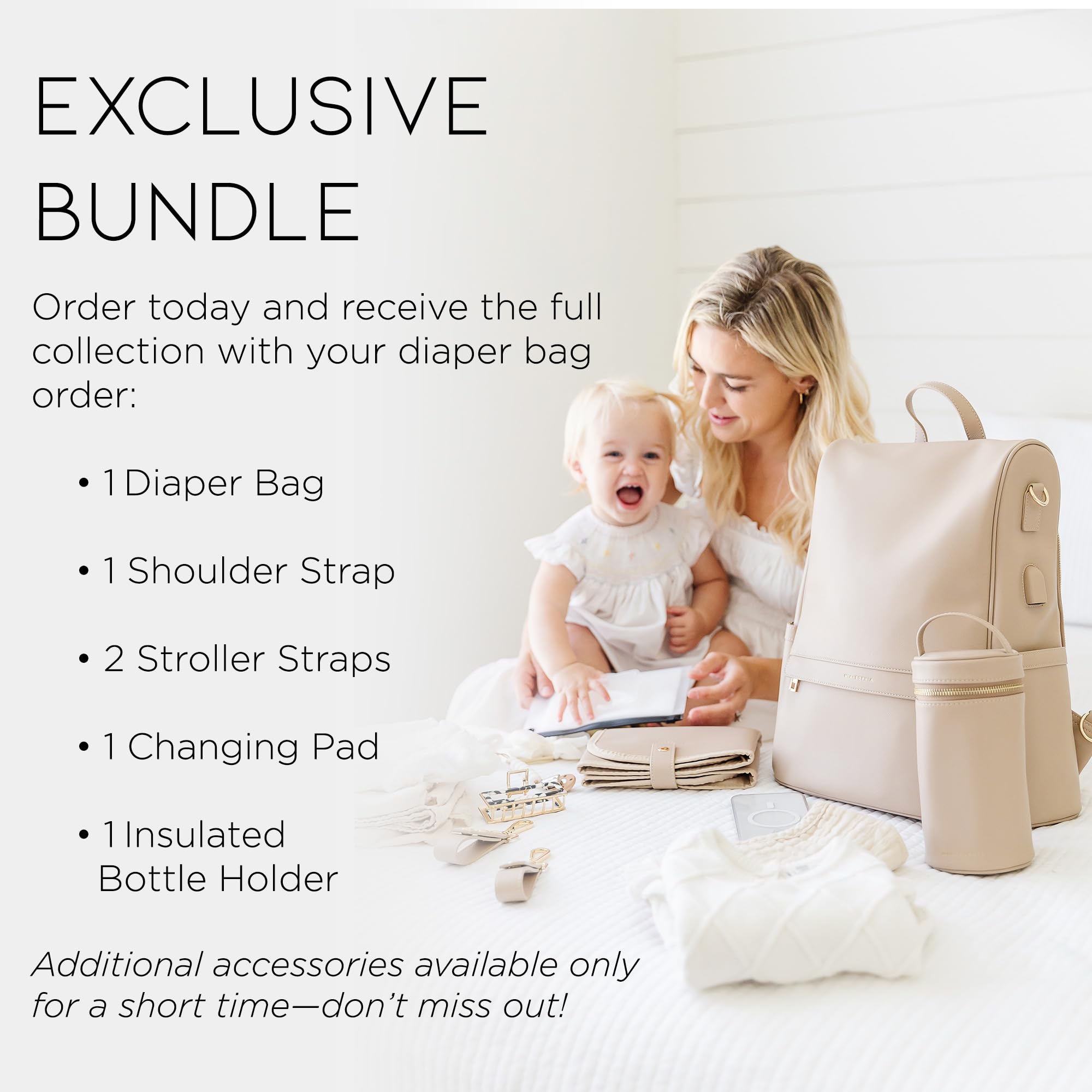 MIA + SOPHIA beige interior with easy-clean lining and roomy compartments for baby gear