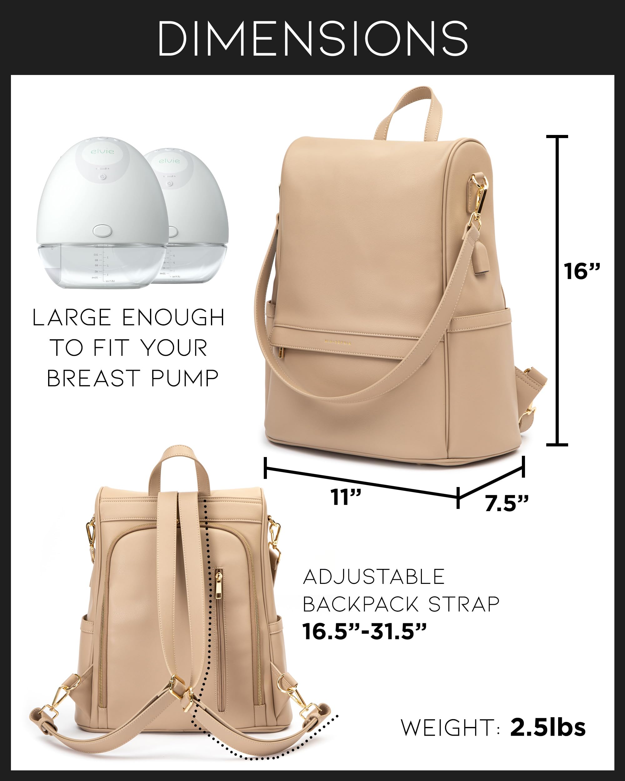 MIA + SOPHIA beige bag side view showing accessible pockets for quick essentials