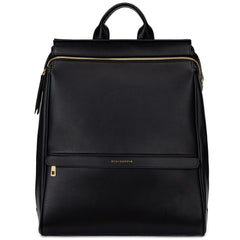 MIA + SOPHIA leather diaper bag backpack front view with sleek design and hardware