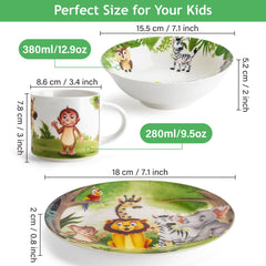 MIAMIO Kids Jungle Dinnerware Bowl - large size supports kid-friendly portions and easy grip.