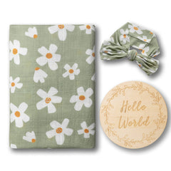 Miaoberry Daisy Garden swaddle in spring floral print offers breathable comfort for newborns.