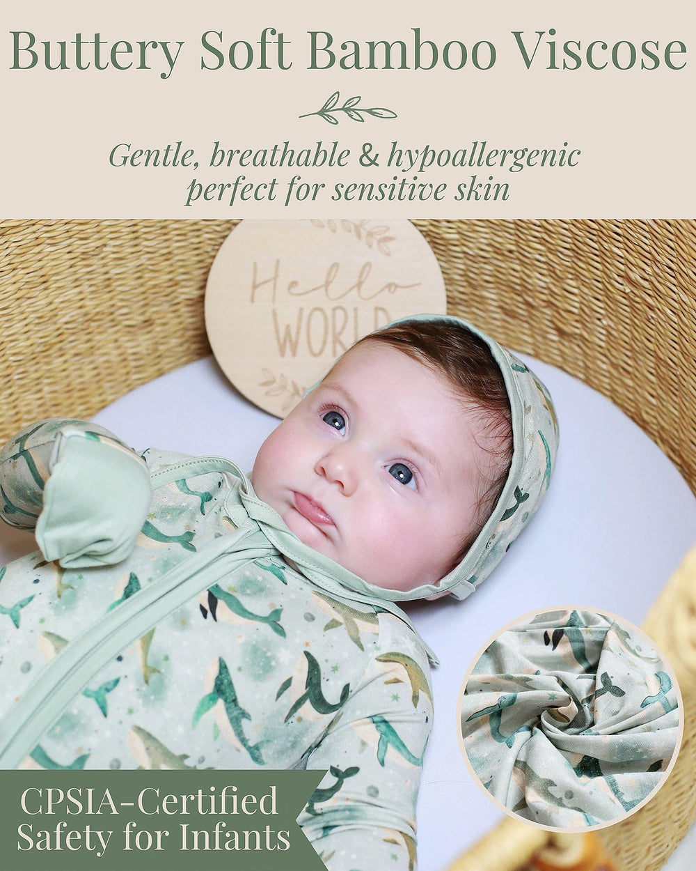 Miaoberry sleeper fabric detail reveals ultra soft texture gentle on sensitive skin.