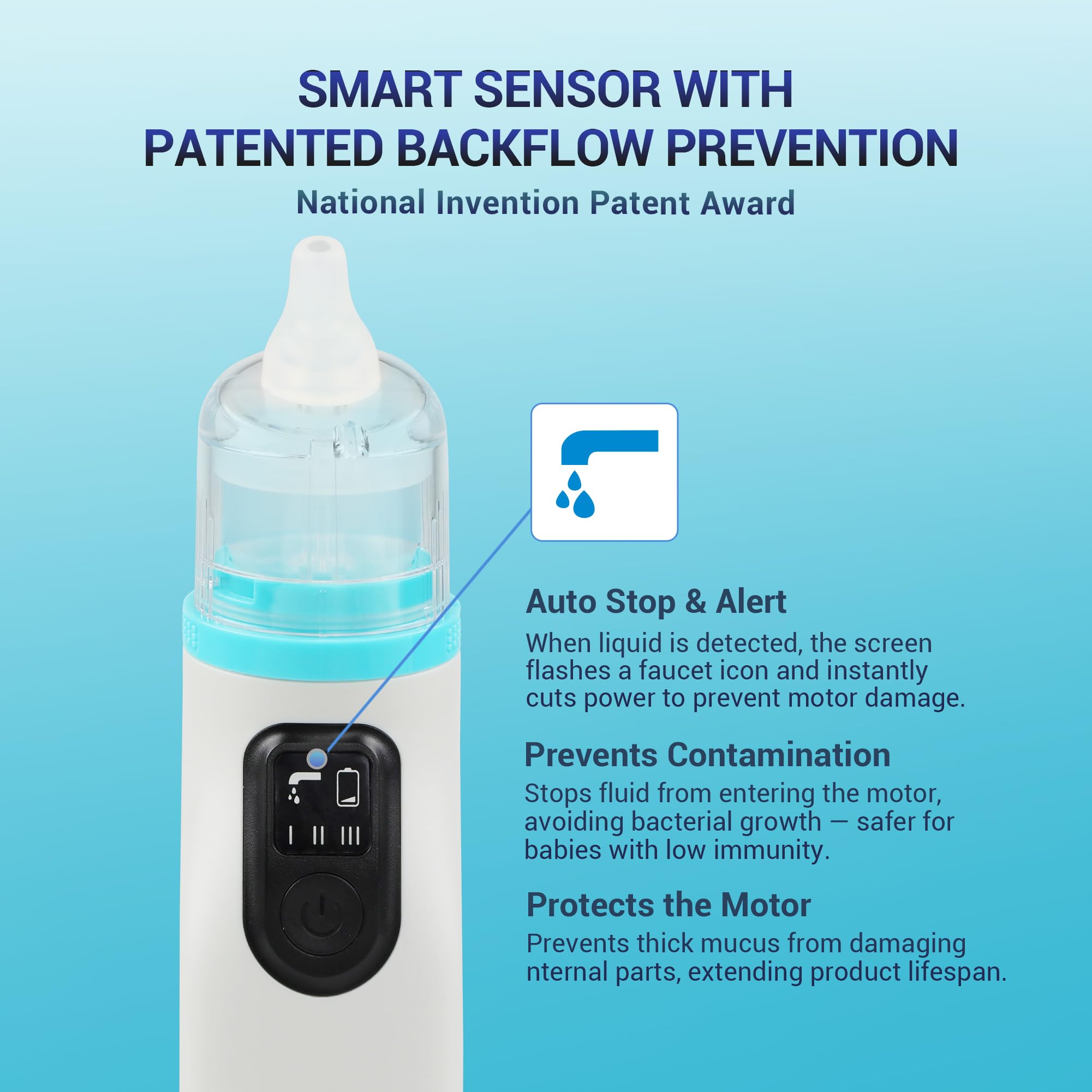 Mibest low-noise motor keeps baby calm during suction sessions