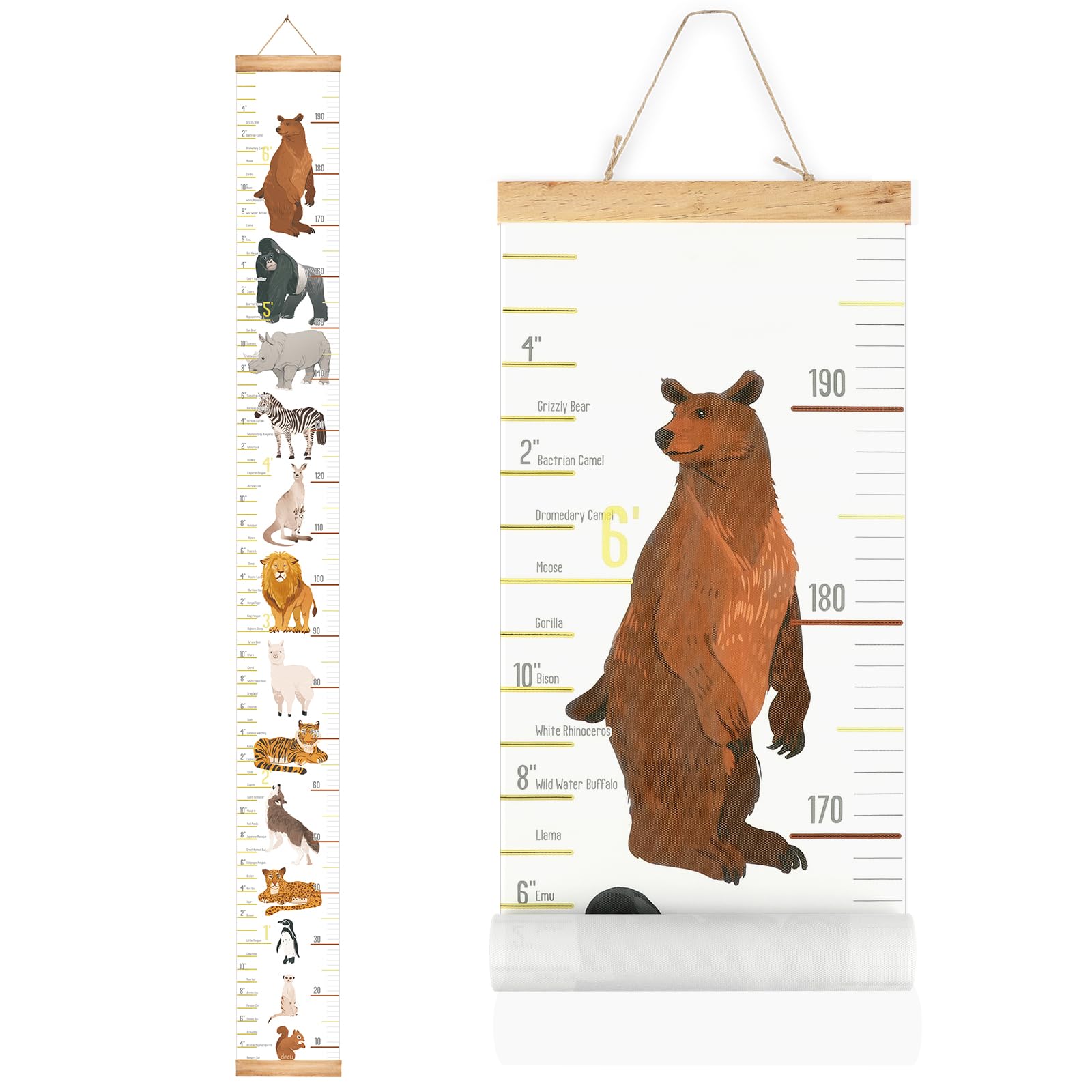 MIBOTE baby growth chart canvas with animal design, perfect for nursery decor and milestone tracking.