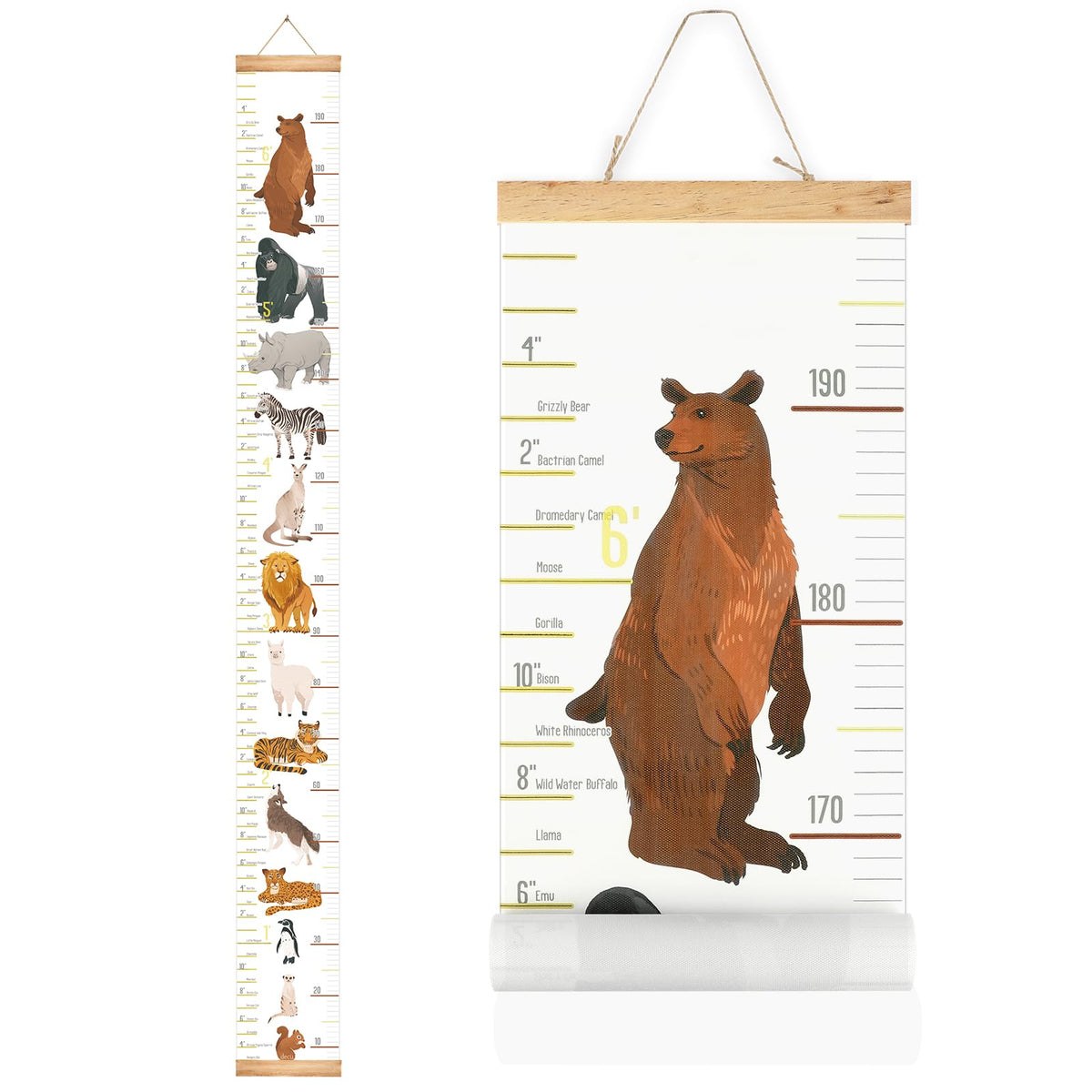 MIBOTE baby growth chart canvas with animal design, perfect for nursery decor and milestone tracking.