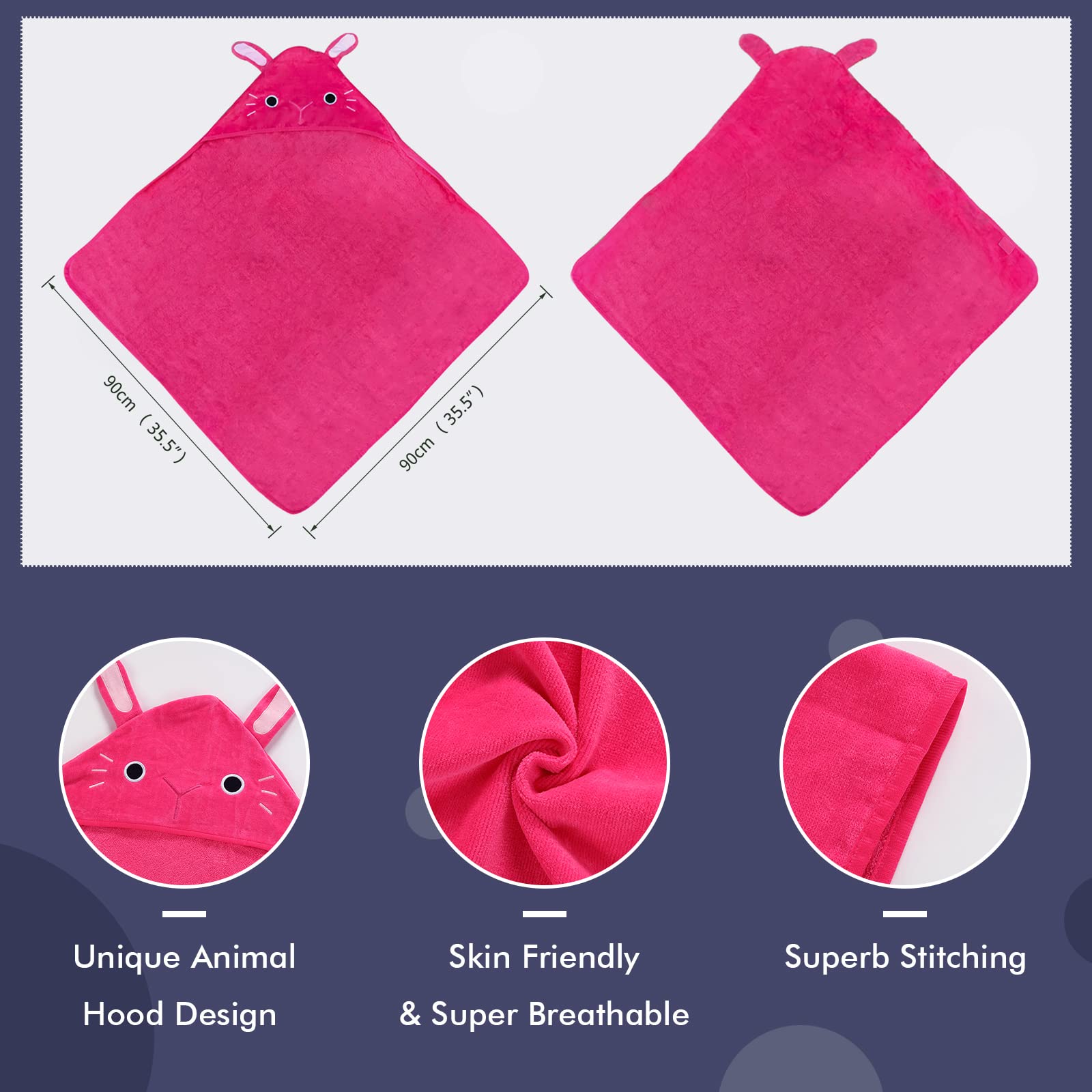 MICHLEY towel rose laid flat demonstrates generous coverage for growth