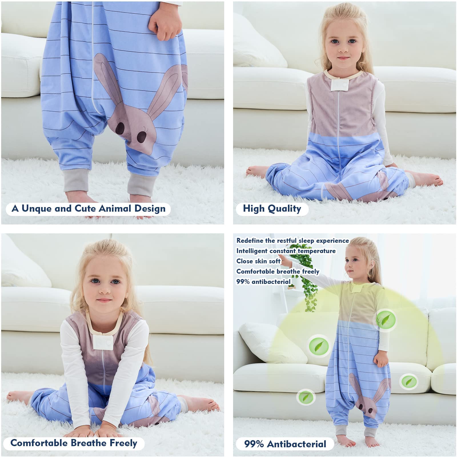 MICHLEY baby sleep bag with zipper top cover protects chin during night changes