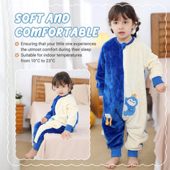 MICHLEY sleeping bag blue penguin leg openings showing easy movement