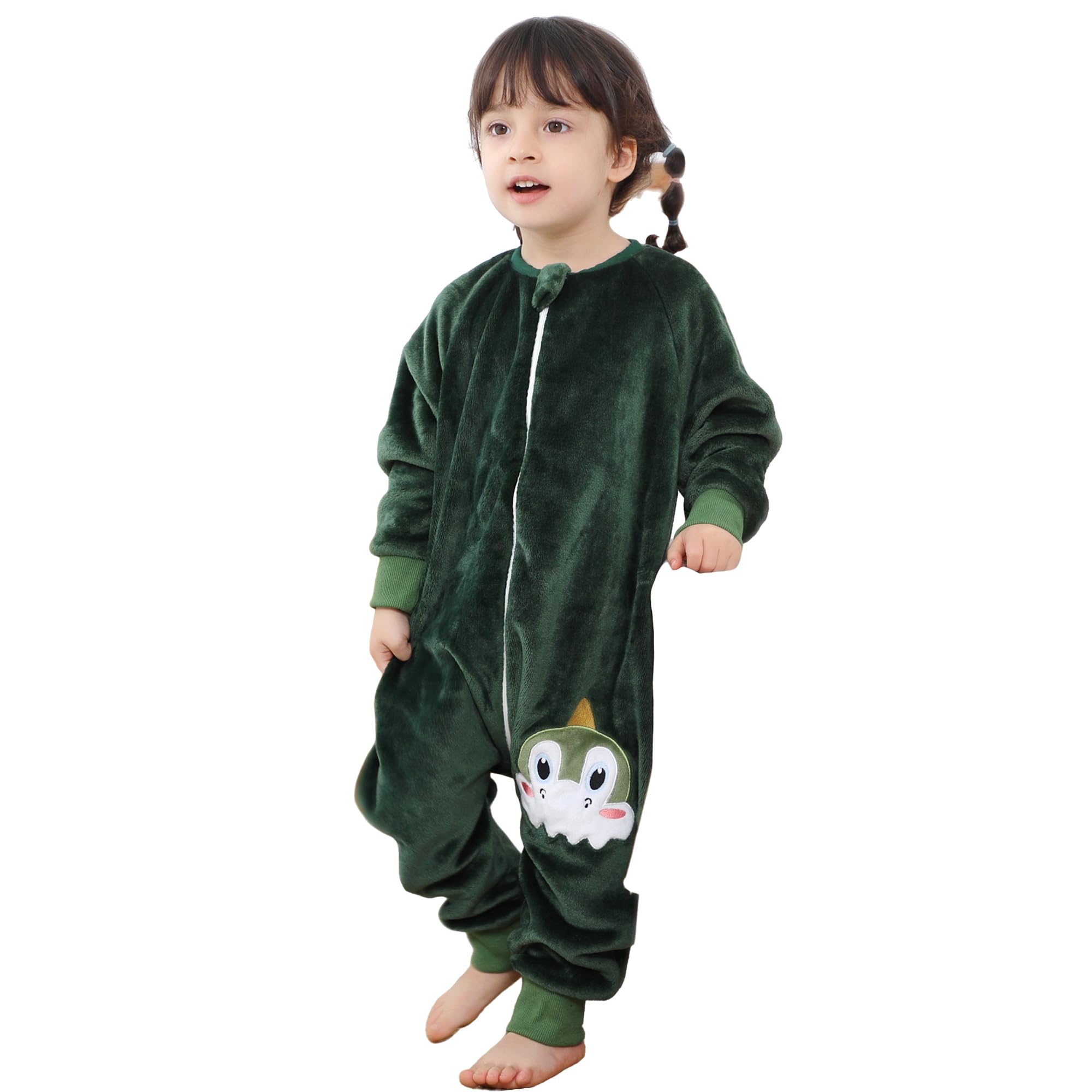 MICHLEY baby sleeping bag legs Happy Dinosaur closeup shows soft breathable flannel
