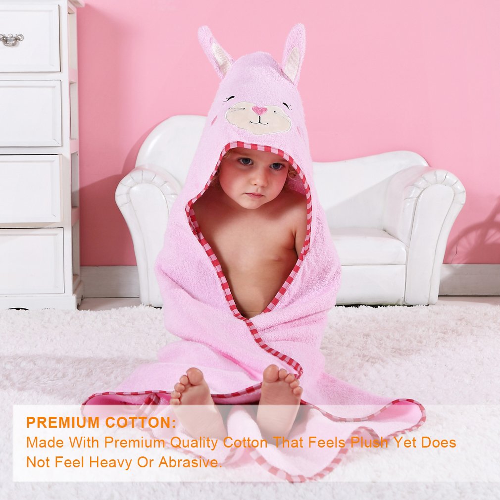 MICHLEY Baby Towel folded pink highlights generous size for ages 0-6