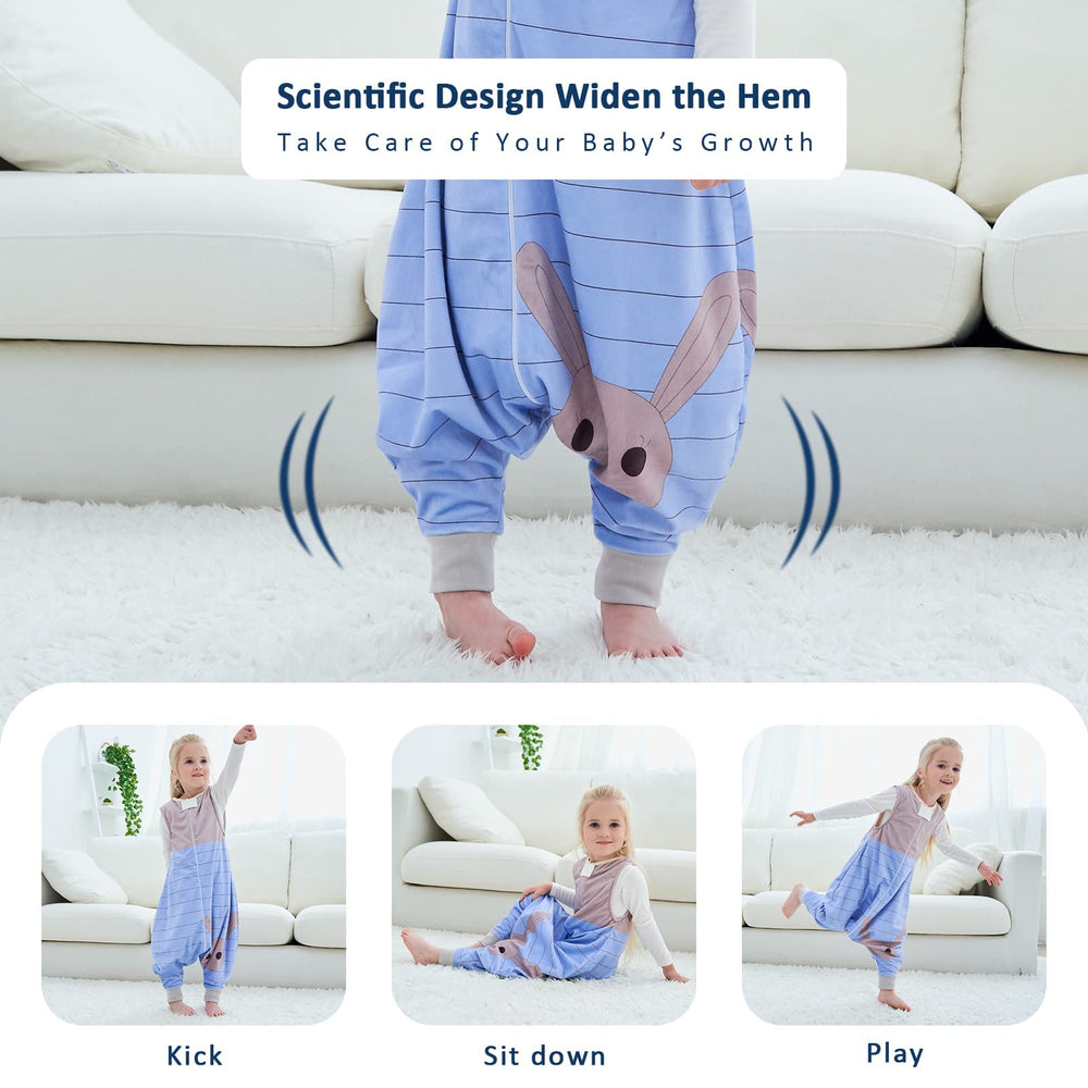 MICHLEY blue rabbit sleeping sack offers roomy fit for growing babies