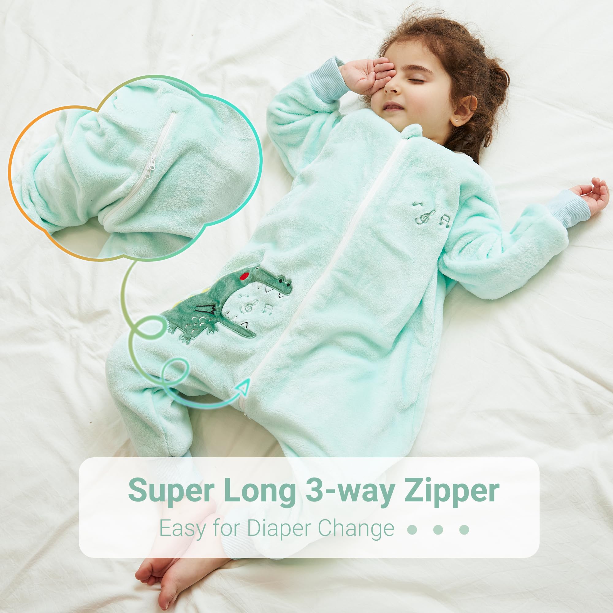 MICHLEY flannel sleeping bag feet-opening supports natural movement