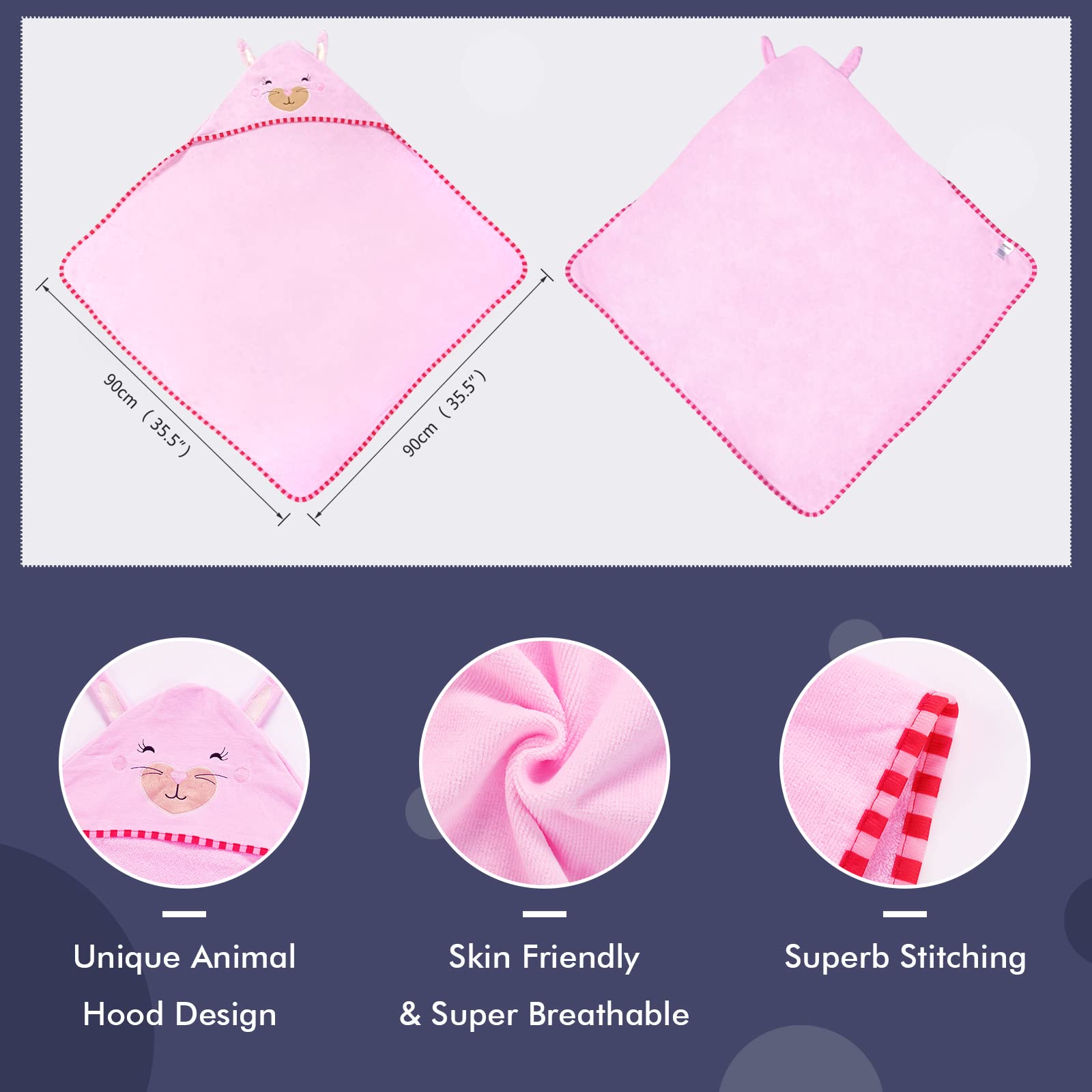 MICHLEY Hooded Towel wrap-after-bath demonstrates head warmth and secure drying