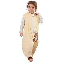 MICHLEY kids sleeveless zipper sleeping bag with bear pattern for cozy outdoor naps.