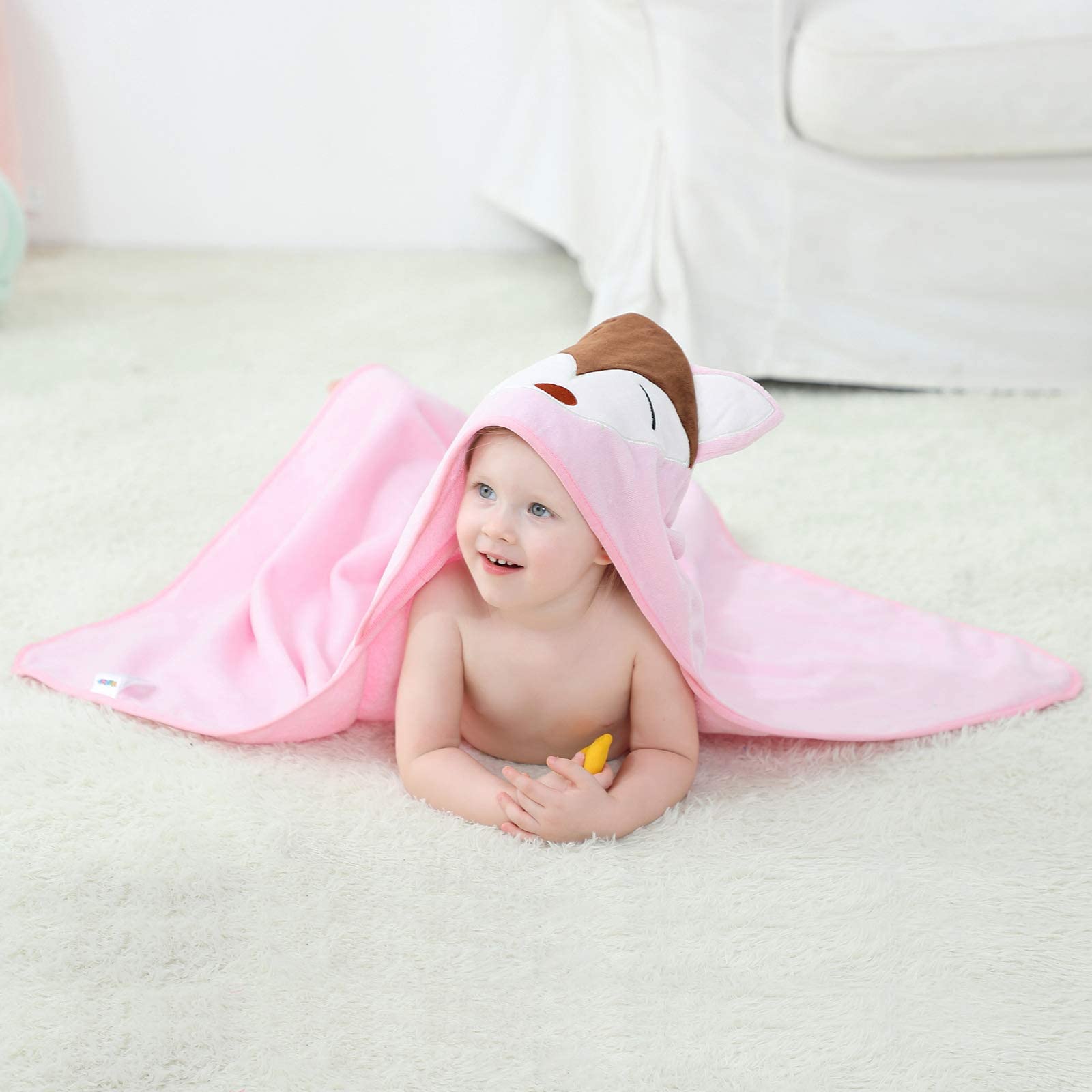 MICHLEY pink fox hooded towel care instructions for softness