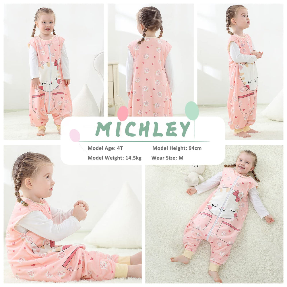 MICHLEY size L 5-6T cat design offers growth-friendly fit.