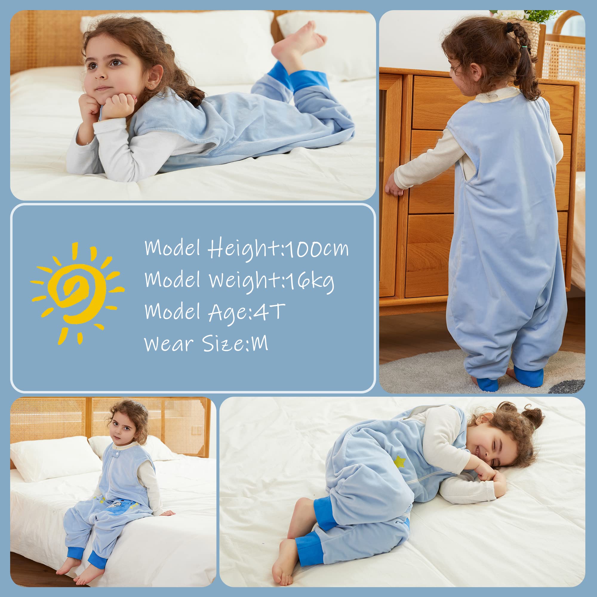 MICHLEY sleeping bag in three sizes fits growing kids from 1 to 6T