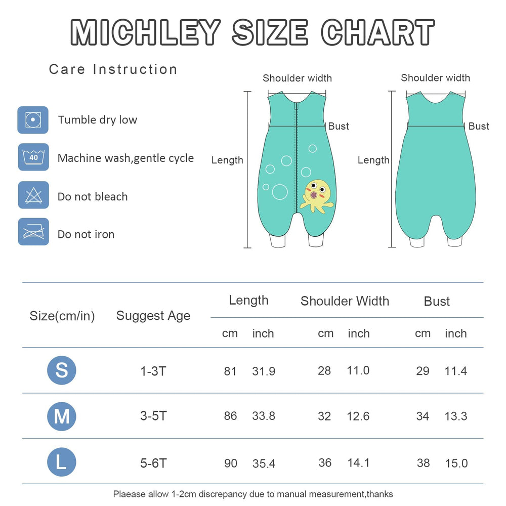 MICHLEY sleeping sack 2-way zipper close-up enables quick diaper changes.