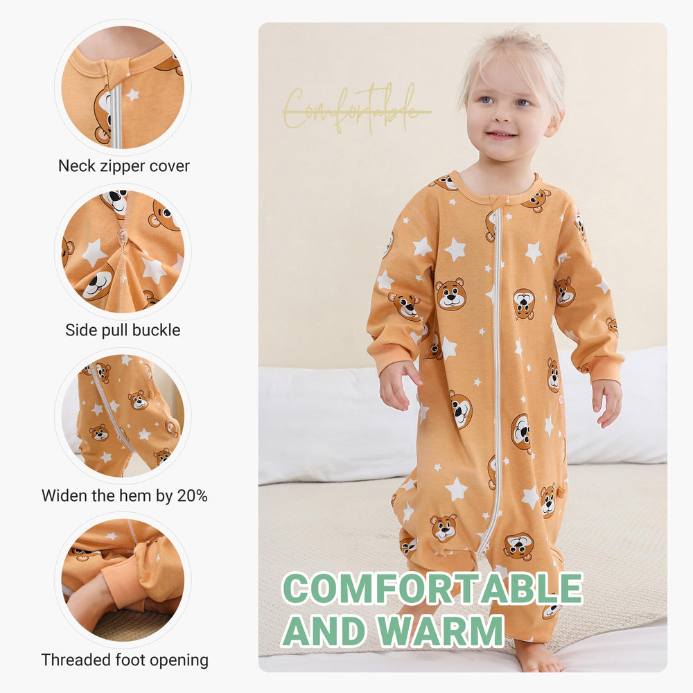 MICHLEY sleeping sack leg adjustment buttons demonstrate growth-friendly sizing