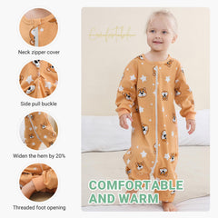 MICHLEY sleeping sack leg adjustment buttons demonstrate growth-friendly sizing
