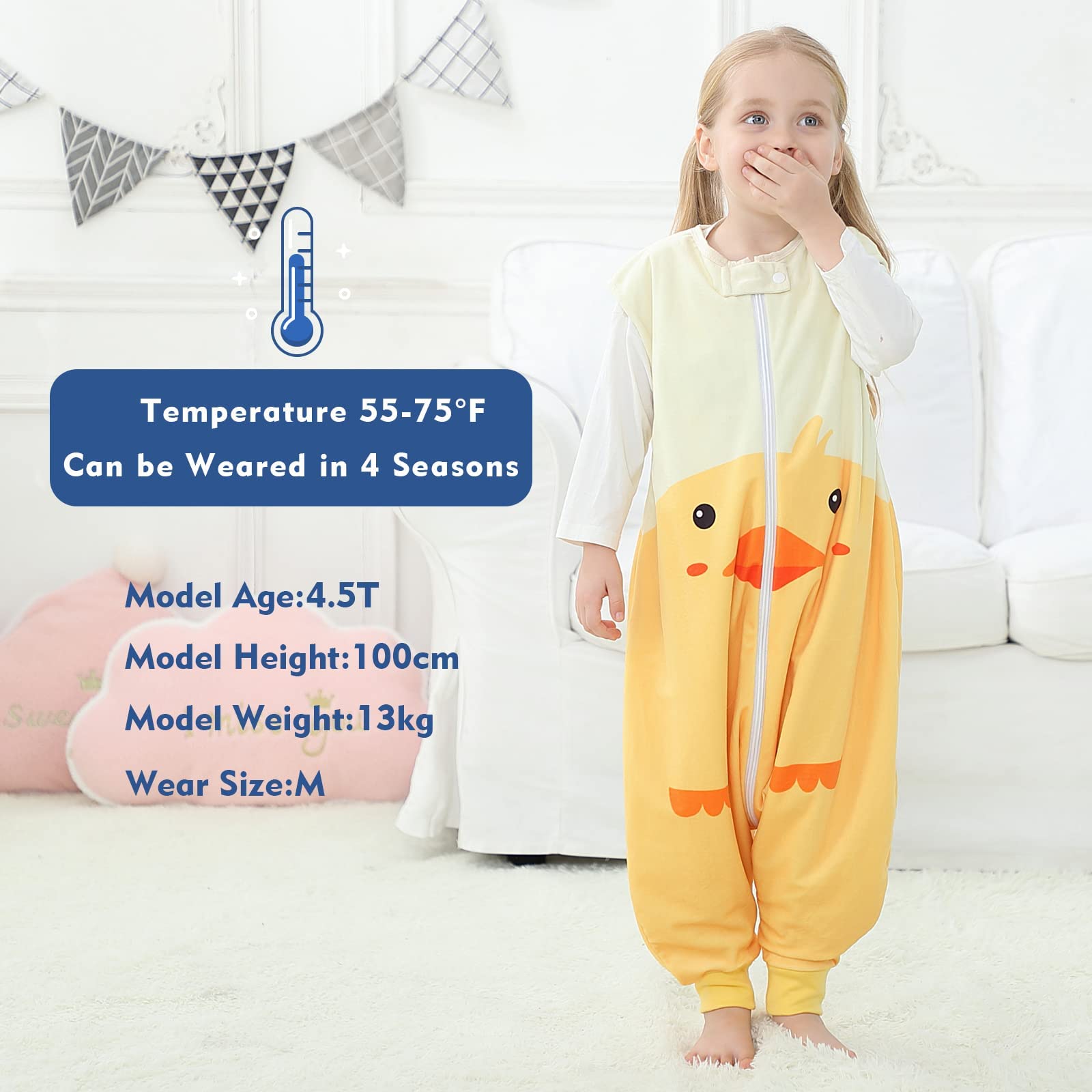 MICHLEY sleeping sack adapts across seasons with breathable material for year-round comfort.