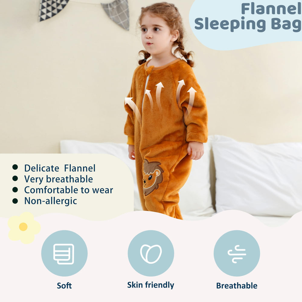 MICHLEY toddler flannel sleeping sack inner lining provides soft touch against skin for restful sleep.
