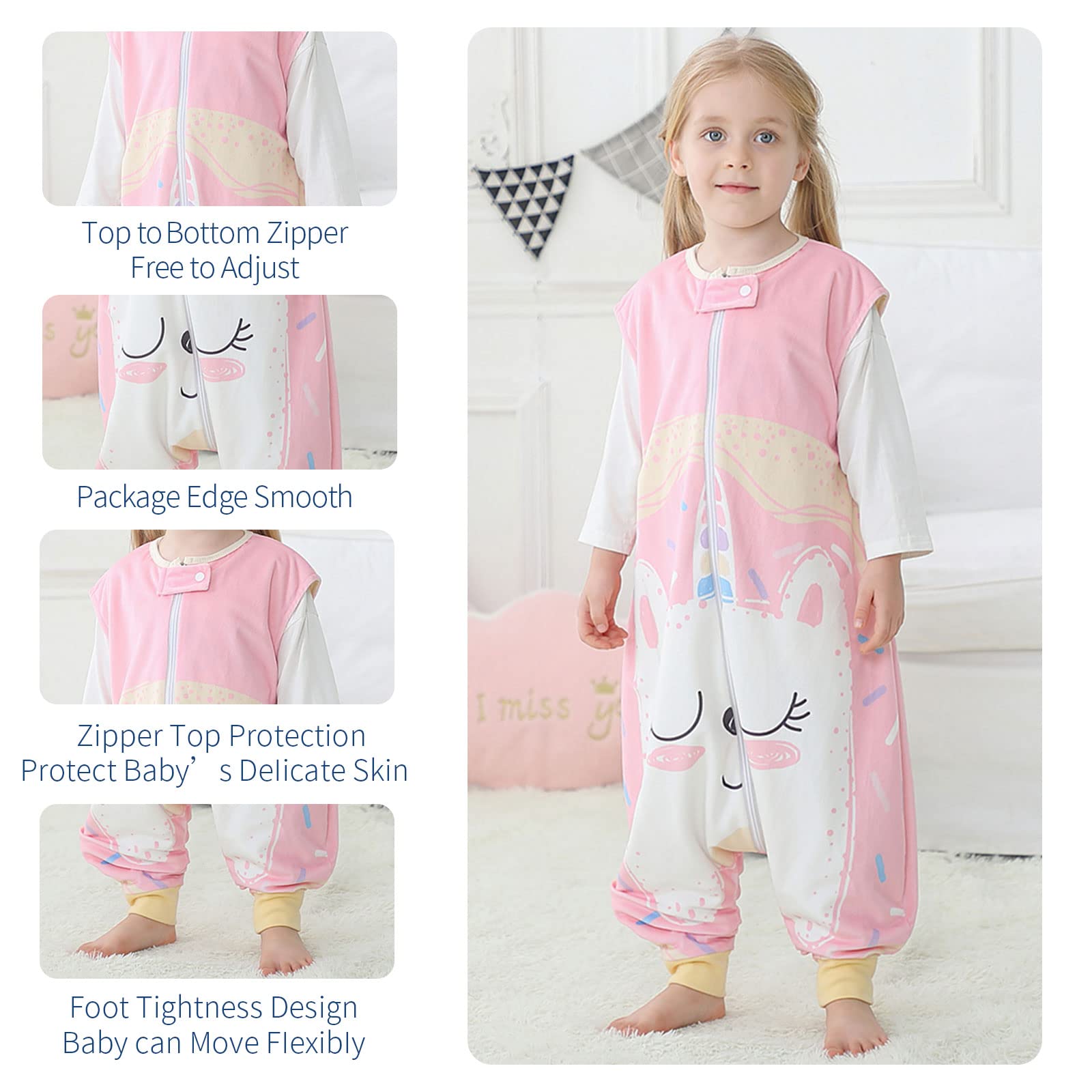 MICHLEY sleeping sack featuring a 2-way zipper for quick changes