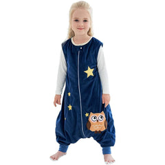 MICHLEY toddler sleeping sack dark blue owl zipper detail supports easy night diaper changes