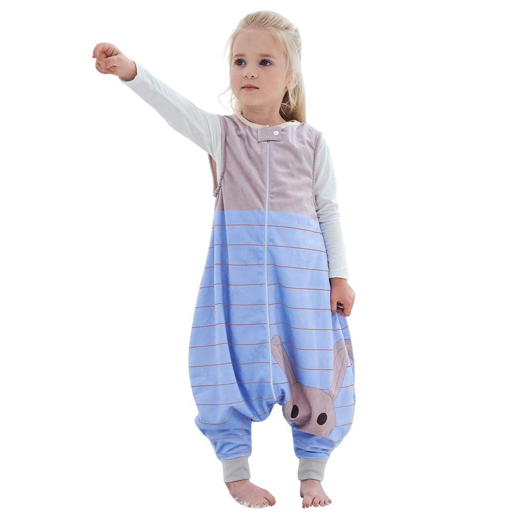 MICHLEY sleeping sack feet blue rabbit closeup showing easy diaper changes