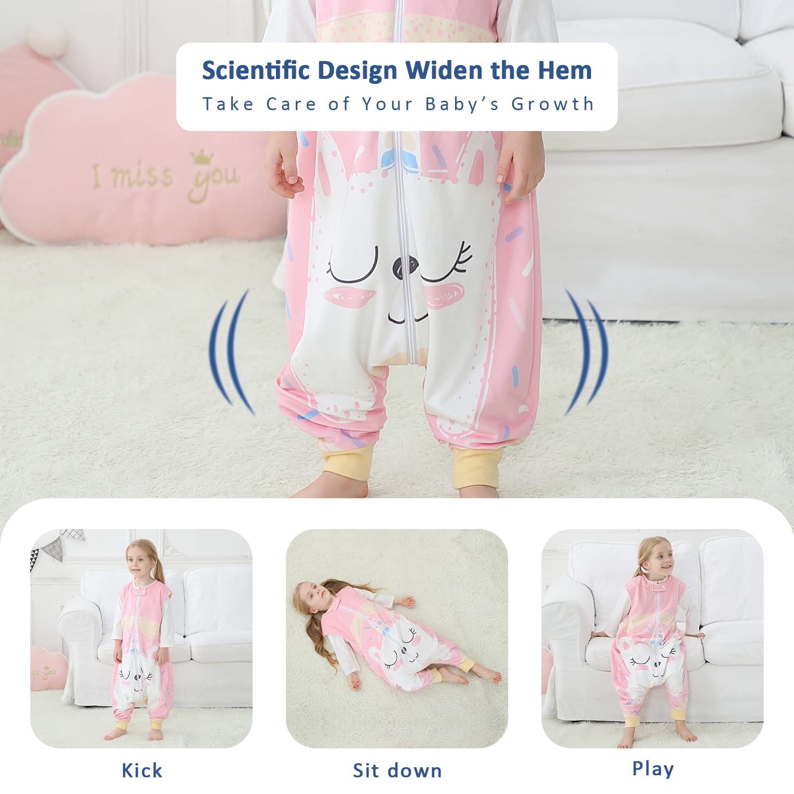 MICHLEY wearable blanket sleeping sack with open-foot design