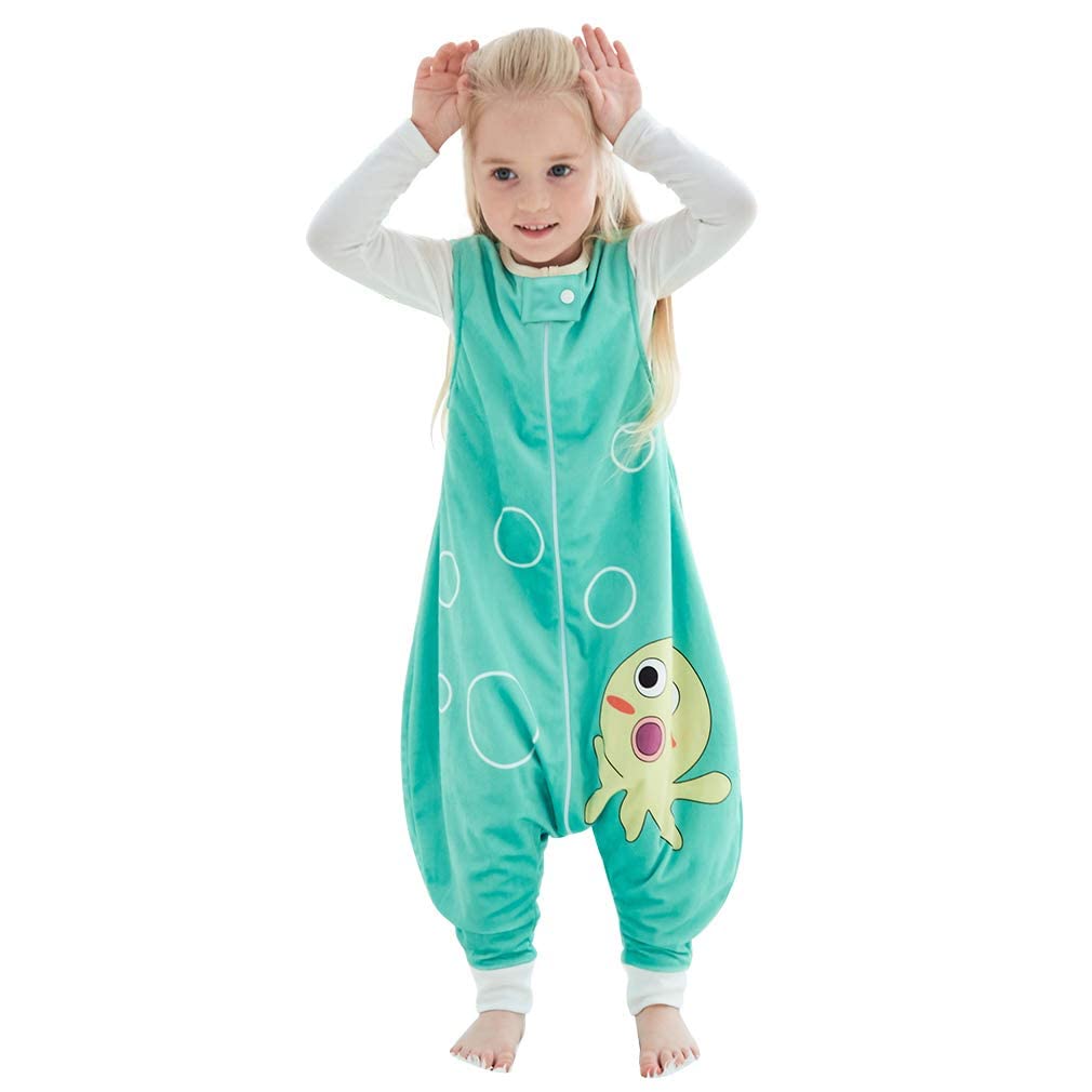 MICHLEY Toddler Sleeping Sack in green octopus pattern for 3-5T, cozy sleep.