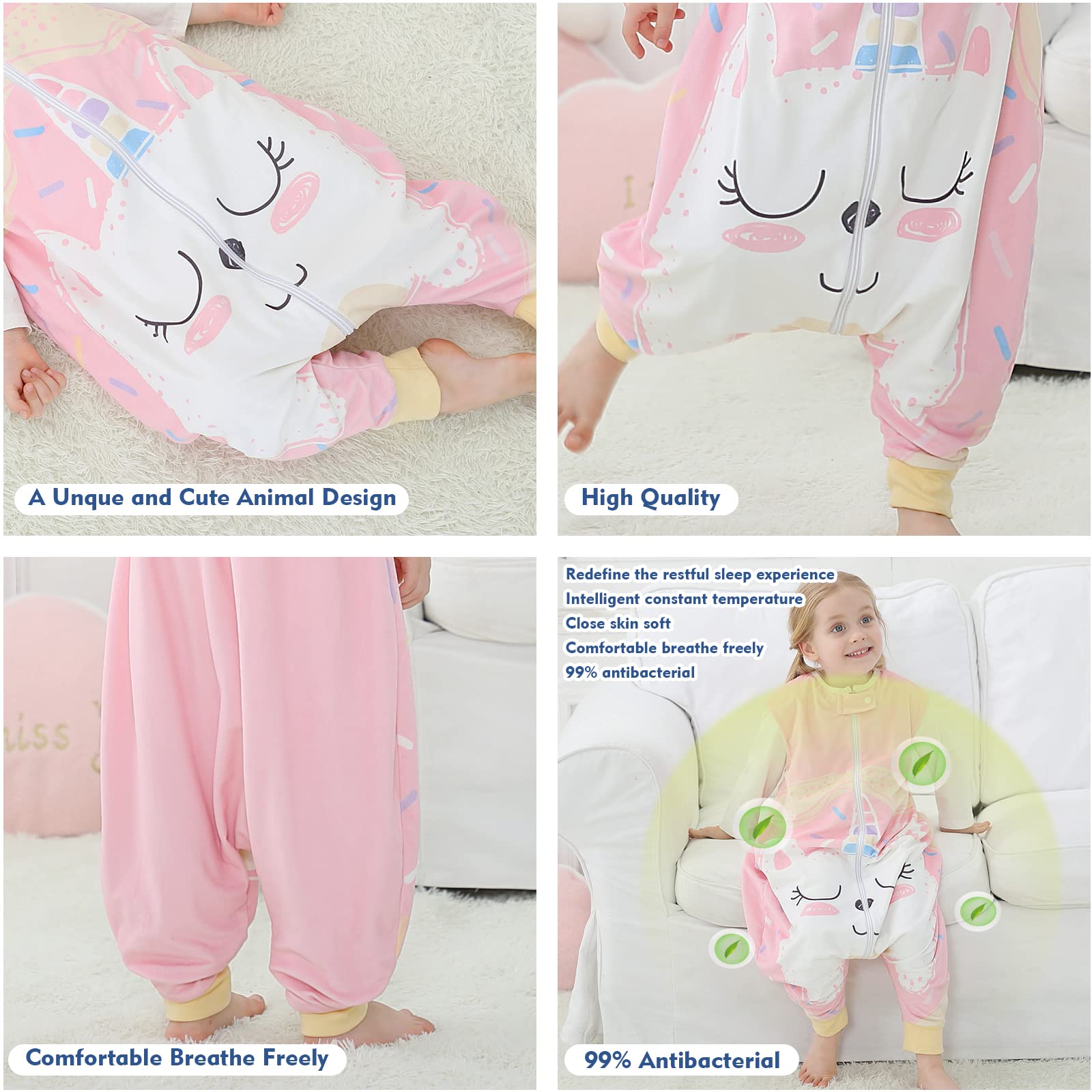 MICHLEY sleeping sack with top zip cover protecting chin during sleep