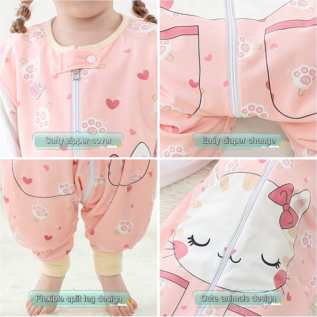 MICHLEY toddler sleeveless sleeping bag with foot openings supports free movement while sleeping.