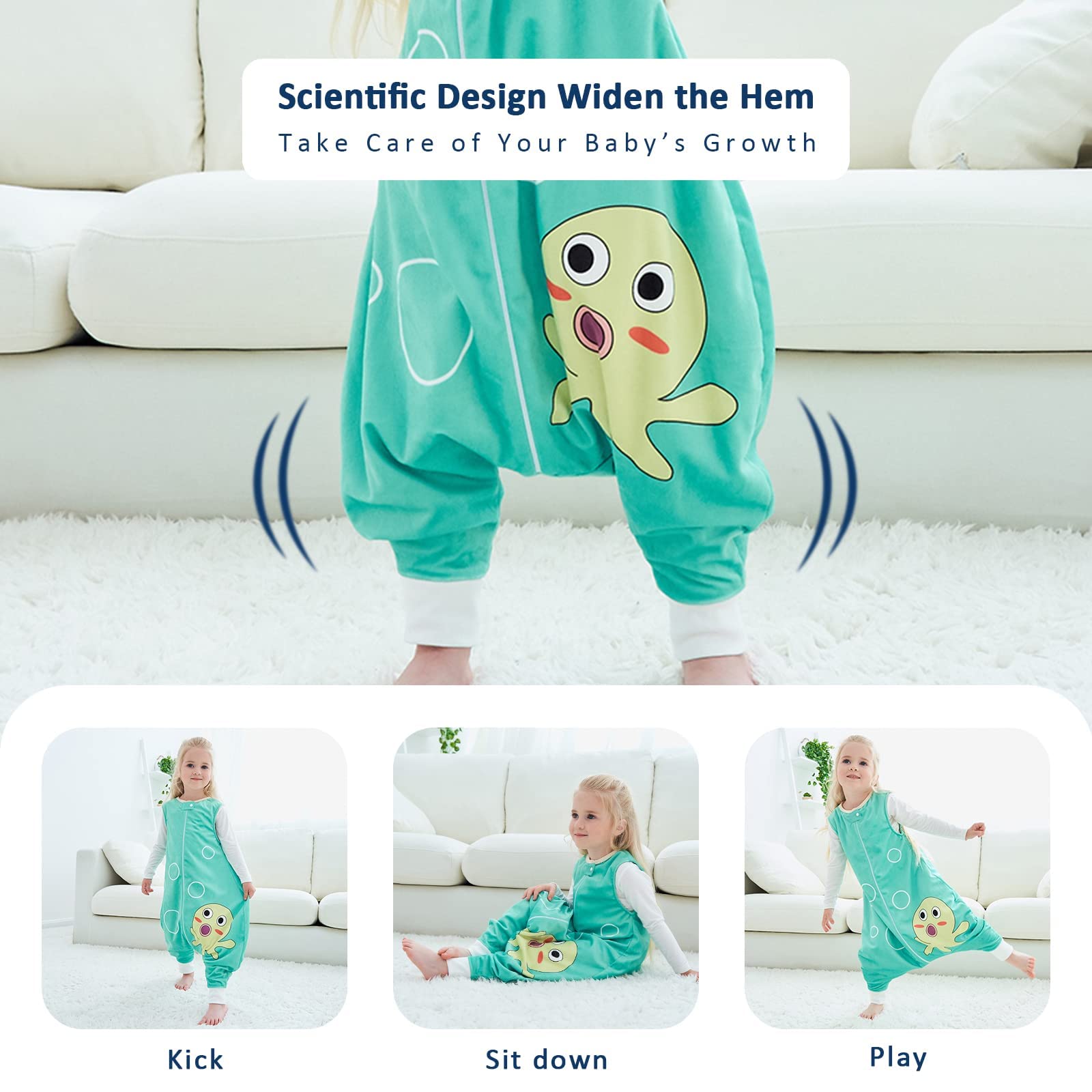 MICHLEY top zipper cover prevents chin irritation during changes.