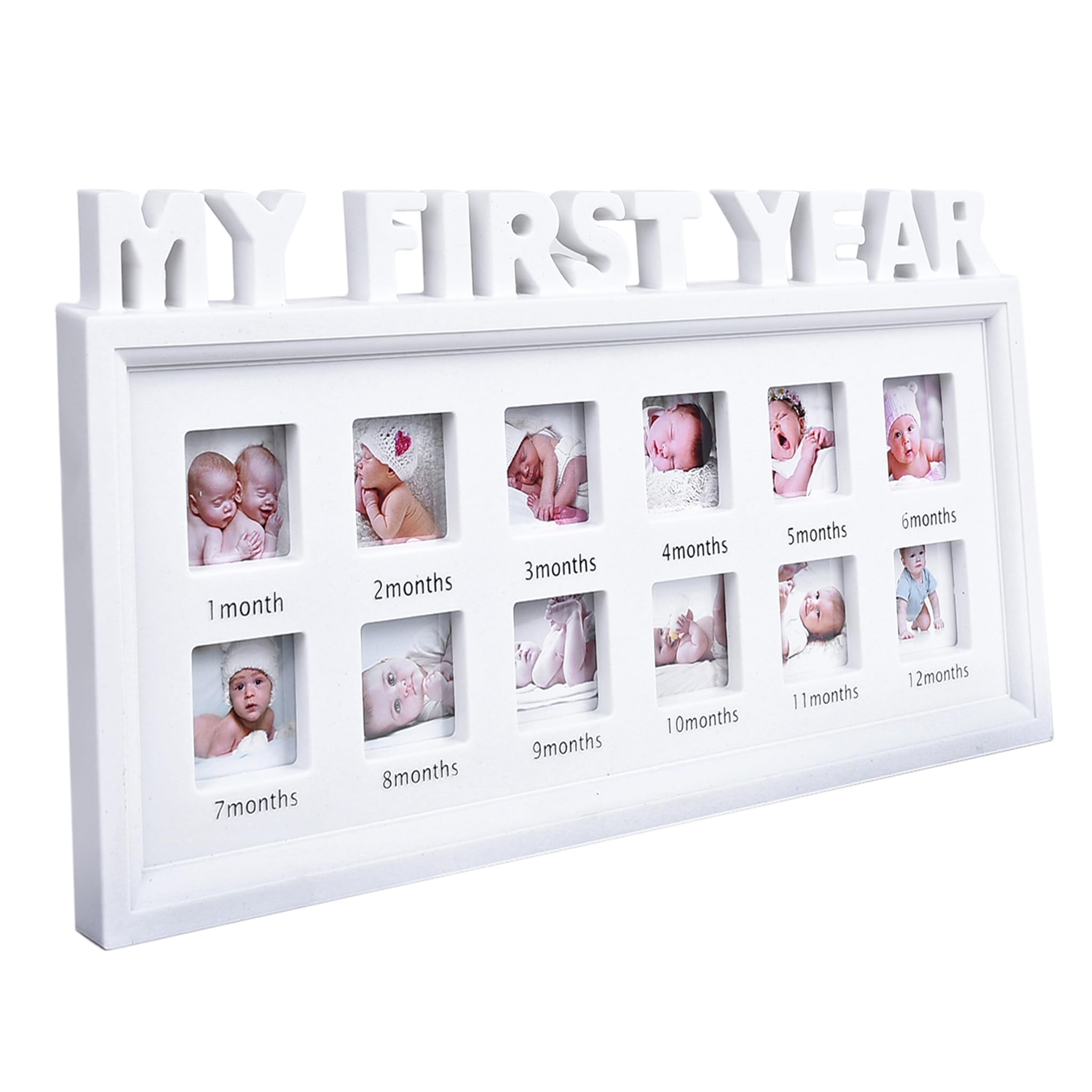 MICKYU Baby First Year Frame front view with neutral white finish for milestones.