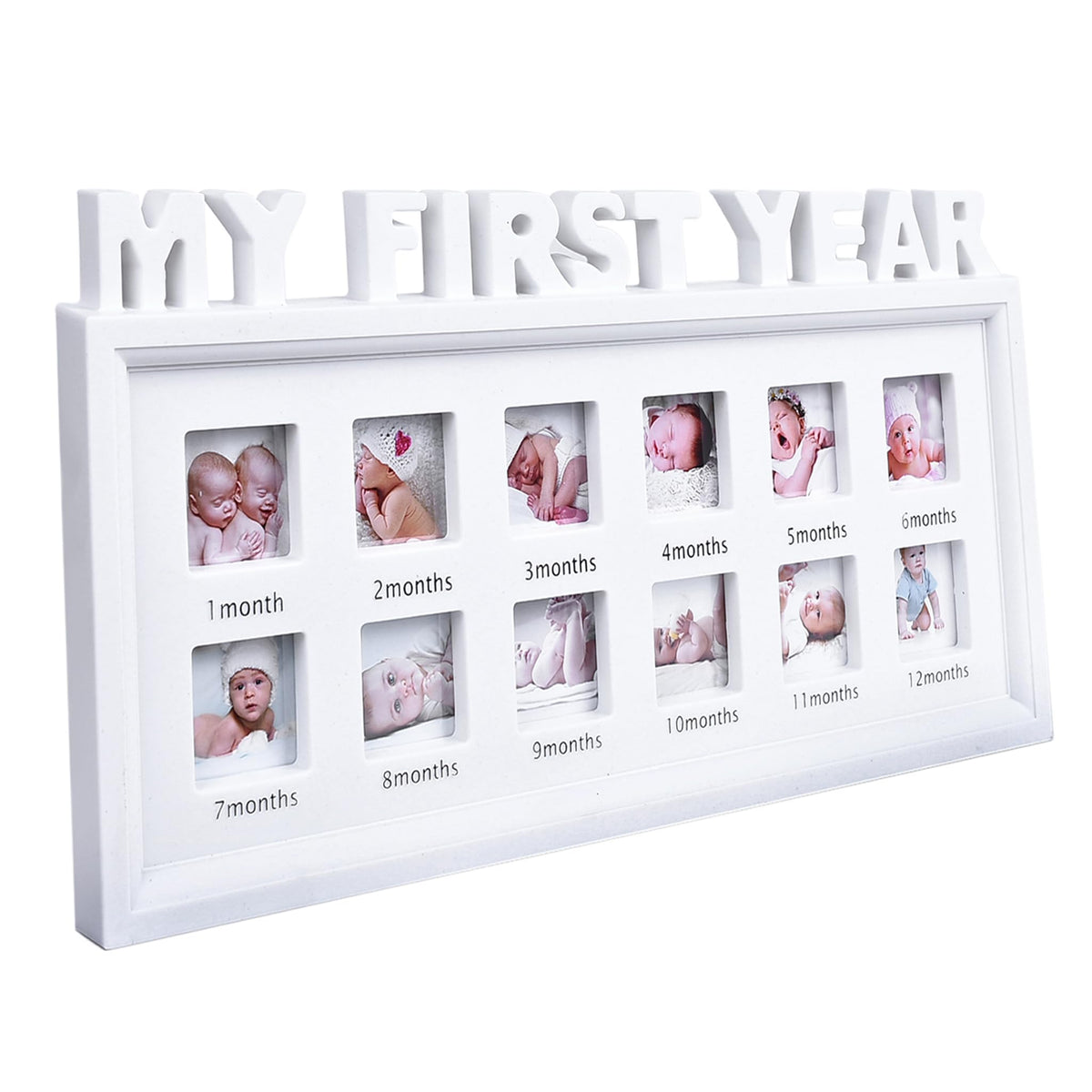 MICKYU Baby First Year Frame front view with neutral white finish for milestones.